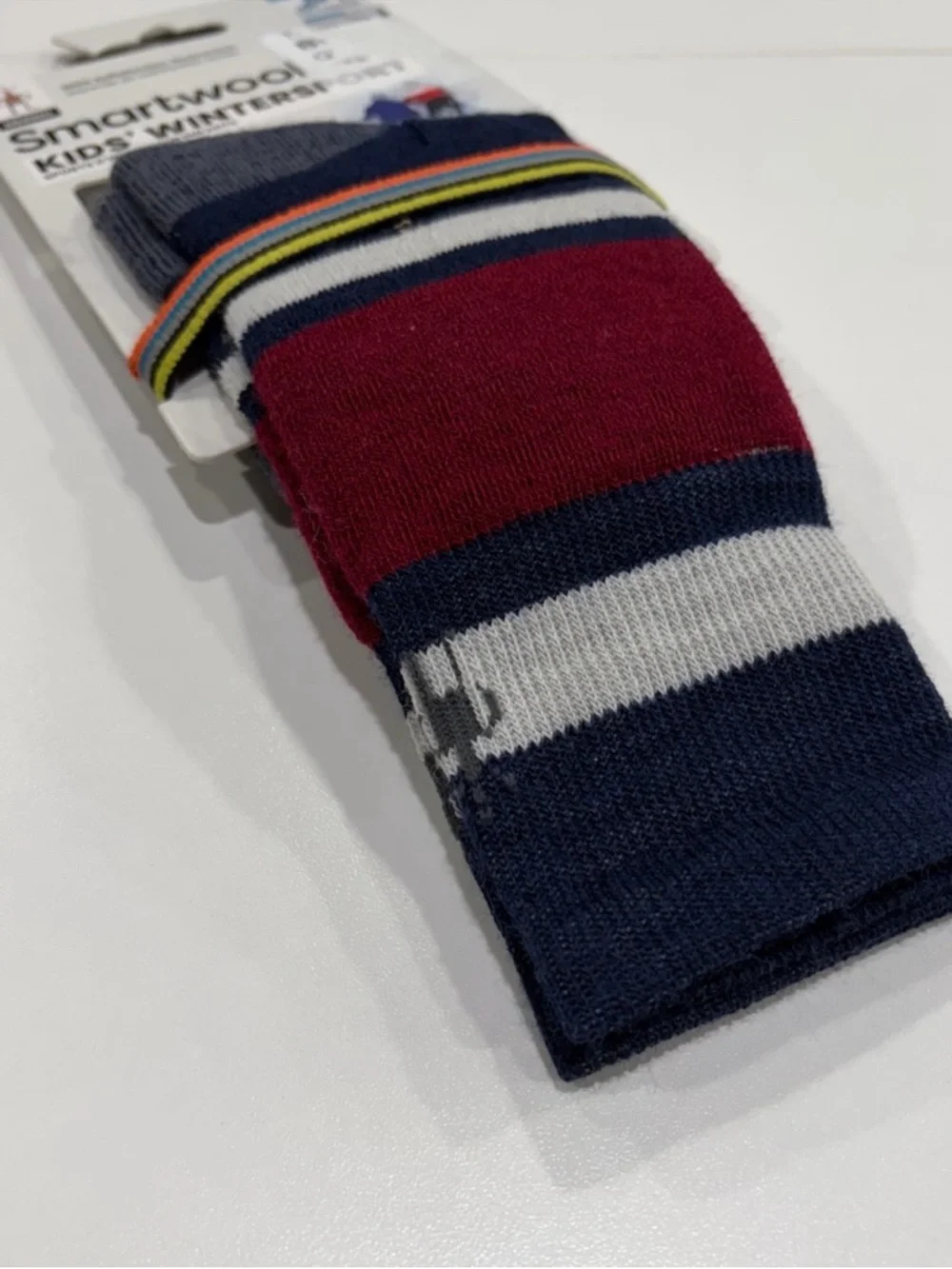 SmartWool Kids XS Wintersport Stripe Full Cushion Ski Socks Navy Blue Red NWT